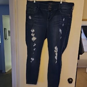 torrid Dark Indigo Ripped Skinny Jeans